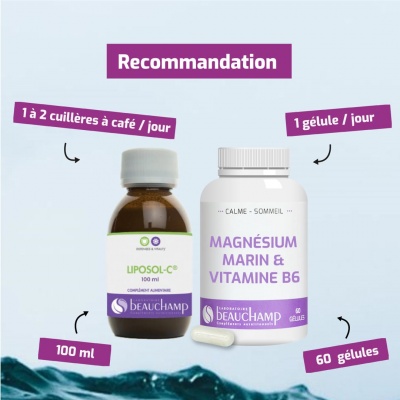 Liposol-C et gélules de Magnésium marin & Vitamine B6